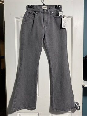 Ética Nina High Rise Flare Jeans Stormy Skies Gray Wash NWT Size 25 Sustainable